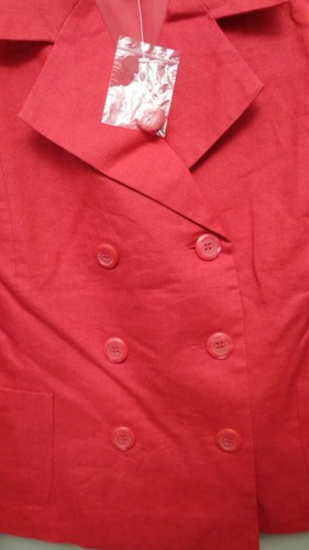 J.G. HOOK BLAZER PETITES RED SIZE 7 100% LINEN MADE IN CHINA DRYCLEAN EXTRA BUTN - Picture 4 of 12
