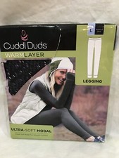 New Cuddl Duds Women's Modal Ultra Soft Leggings Warm Layer Purple Geo Size L