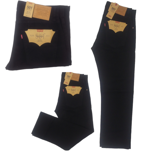 Levi's Black 501 Original Jeans Fit Men's Button Fly Straight Leg 100% Cotton