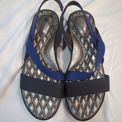 Life Stride Women's Progress Platform Sandals Navy 11M Soft System Arch Support
