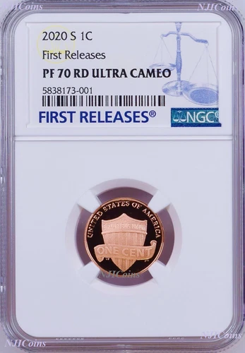 2020 S Proof LINCOLN CENT Penny NGC PF70 RD FR Blue Label Shield Side Up