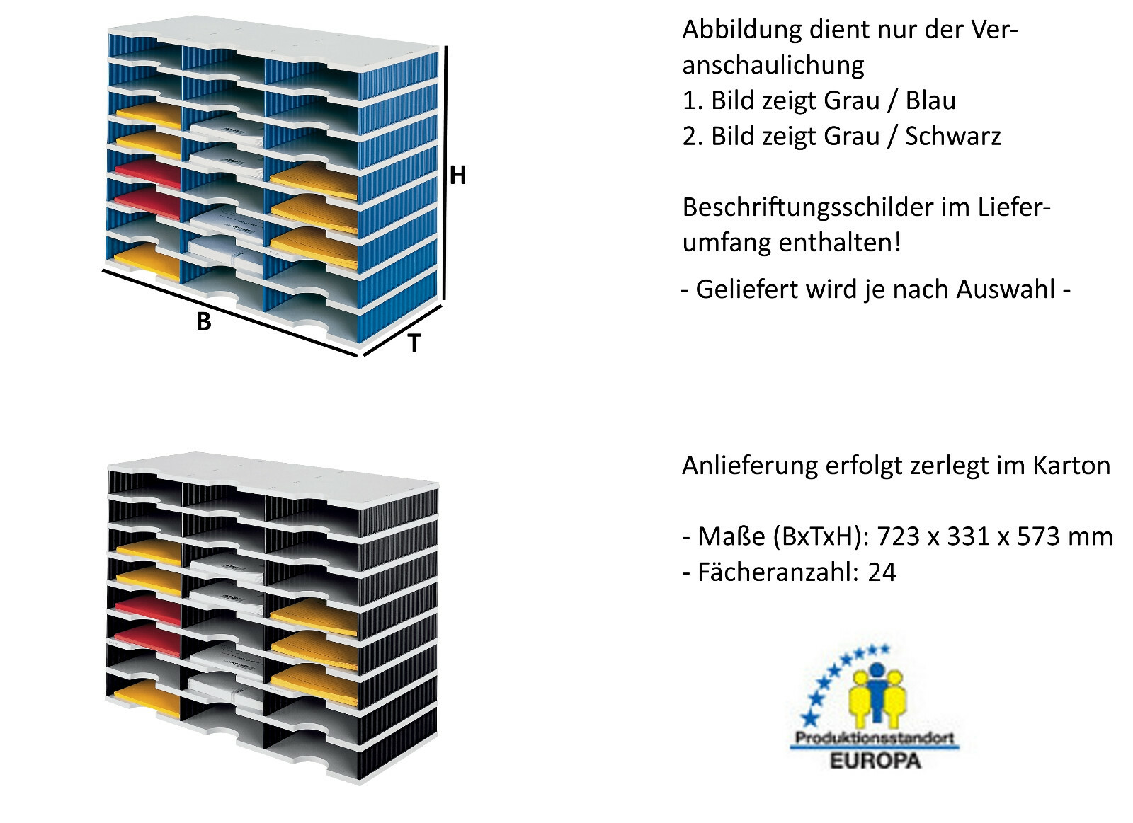 Styro Sortierstation Büroablage Ablagesystem Briefablage Sortierregal Kunststoff