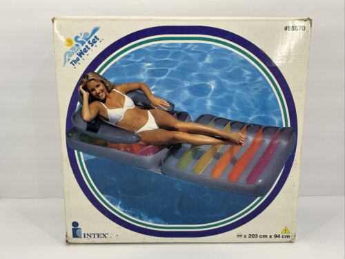 Vintage 1997 The Wet Set By Intex Suntanner Folding Lounge-Chair Float 80" X 37" - Afbeelding 1 van 7