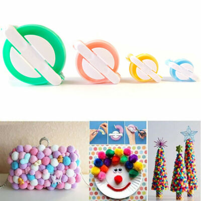 4er Pompon Maker Bommelmacher Set Bommel Gerät Pom-pom Donut Kinder