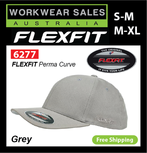 Flexfit Cap Grey, Perma Curve Hats 6277 