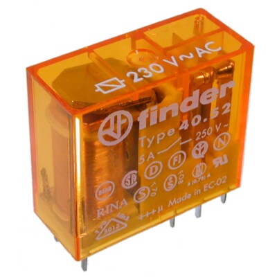 Produktbild von Finder 40.52.8.230.0000 Steck-/Print-Relais 230V~ 2xUM 28 KOhm 250V~/5A – Für Hutschiene & Co.