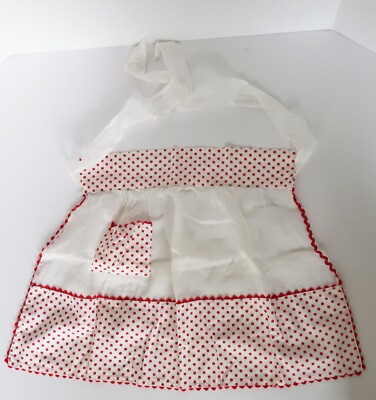 Vintage Pink & White Polka Dot Pattern Half Apron Chiffon & Cotton