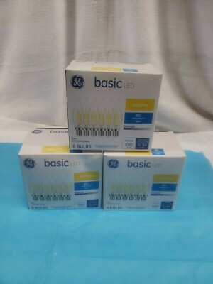 GE 36177 6 Pack LED Dimmable 60W Equivalent 4.5W Candelabra Base Bulbs-Lot of 2