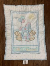Vintage Little Bedding Red Calliope Horse Teddy Bear Baby Blanket Quilt Crib