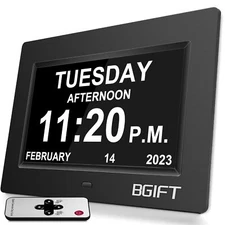Digtal Clock With Day And Date For Seniors Large Lcd Time Display Auto Dimmable 
