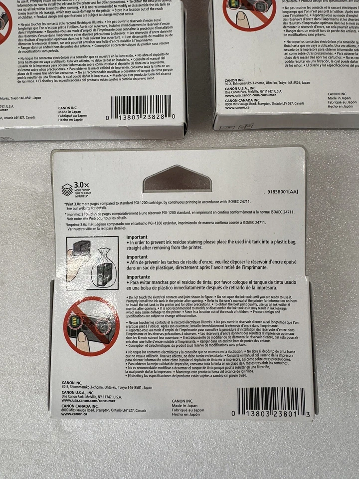 Lot of 3 Genuine Canon Maxify PGI-1200XL Black Ink and Cyan Ink Cartridges - NEW - Image 4 of 4