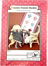 Stitchery Pattern Vtg 1987 Jenny Wren Doll Quilt COUNTRY FRENCH MAIDEN