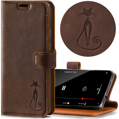 SURAZO  Echtleder Hülle Schutzhülle Flip Case Handyhülle Lederhülle Cover Tasche