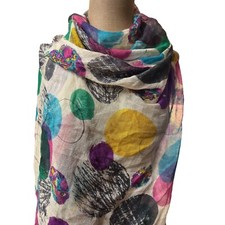 Colorful scarf/wrap fringe sheer lightweight bright spring/summer unique LG