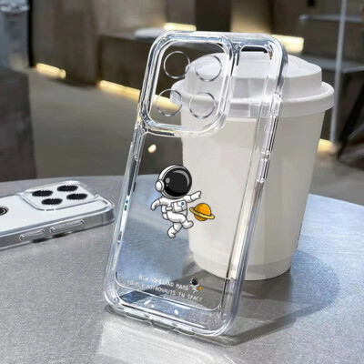For Xiaomi Poco F6 X6 X5 Pro Redmi Note 13 12 11 Pro Astronaut Clear Case Cover