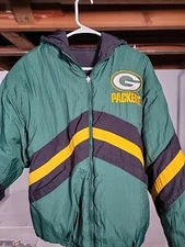 Vintage Green Bay Packers Hooded Reversible Jacket Youth Size XL Mighty - Mac 