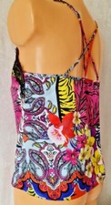 M&S LADIES CAMI SUN TOP PINK YELLOW SILK SATIN CAMISOLE STRAPPY SECONDS UK 8 NEW
