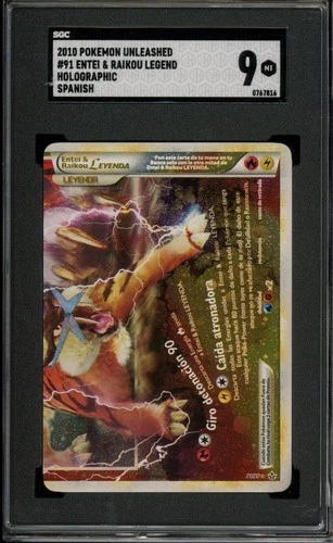 Pokemon Entei & Raikou Legend Unleashed SPANISH Holo Rare #91 SGC 9 Mint