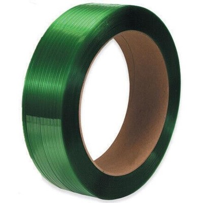 Eco-Friendly Green Polyester Strapping - 5/8'' x 4400' - 16 x 6'' Core