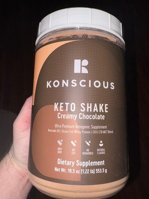 konscious keto shake creamy chocolate grass fed whey protein 15 servings