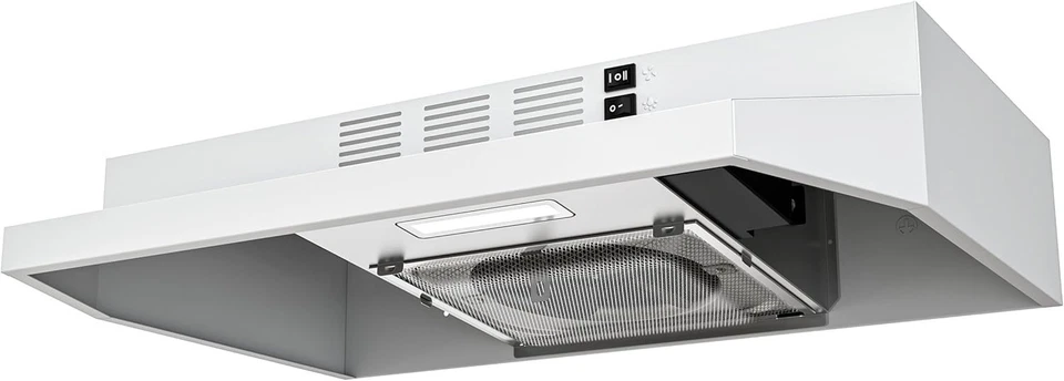 Versátil campana extractora debajo del gabinete de 24 pulgadas con luz LED y ventilador de doble velocidad Foto 3 de 4