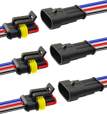 14AWG 3 Pin Plug Waterproof Connector, Male and Female Way Auto Electrical Wire