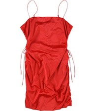 GUESS Womens Ruched Slip Bodycon Dress, Red, 6