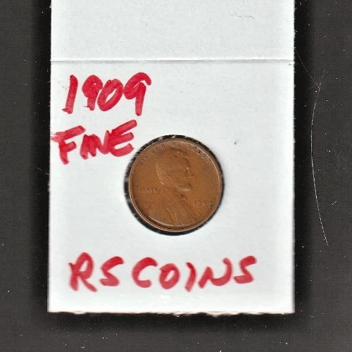 1909   FINE   LINCOLN  CENT     FINE   1909    /   RS COINS #26F  FREE SHIP !