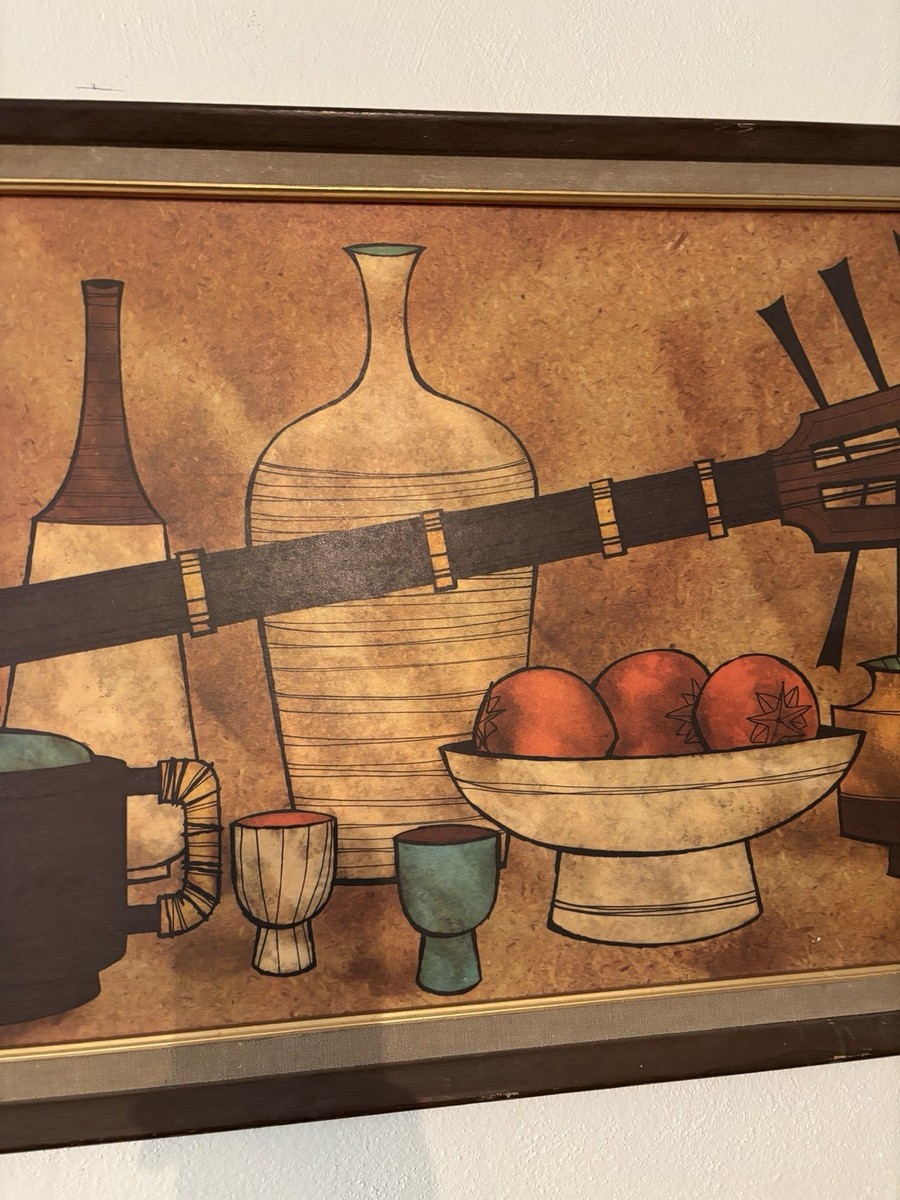 Very HTF Vtg Mid Century 1960's Turner Wall Art 47” Art Print Jugs