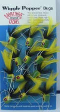 Betts 401-4-10 Marathon Bug Popper Size 4 Grn Bk Hackle Yellow Streamer Pk of 12