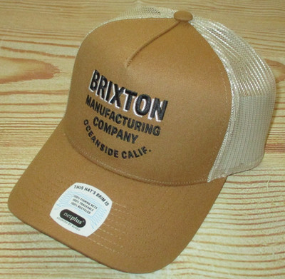 MENS BRIXTON TAN KHAKI SNAPBACK TRUCKER HAT CAP ONE SIZE
