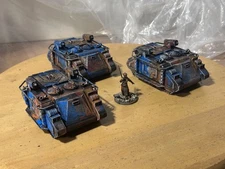 3  rusted Burnt Used 3-D printed  tanks with scratch built parts.