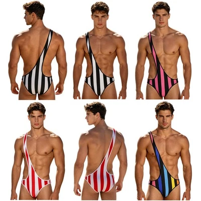 Herren Mankini Baden Badeanzug Strampler Ein Stück Fitness Tanga Stilvoll Body - Bild 1 von 3