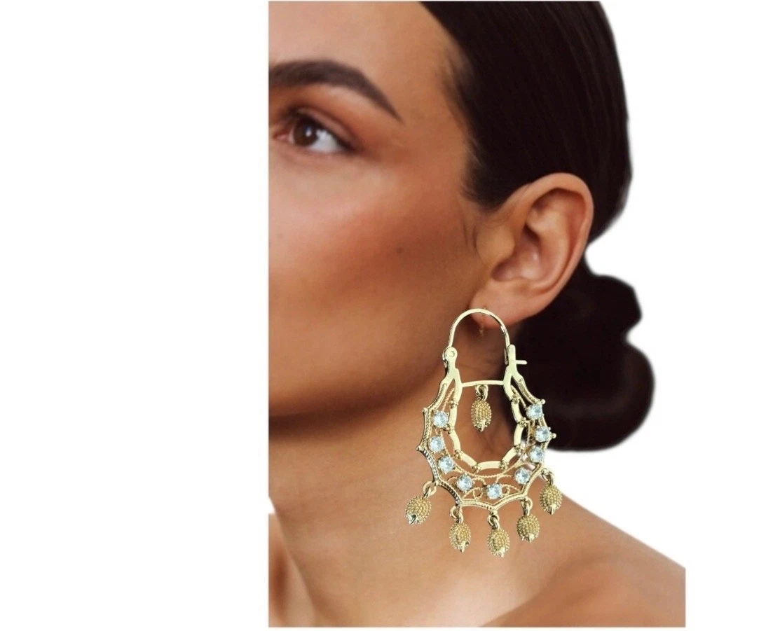 Boucles D'oreilles Pendantes Savoyarde – Créole Style Gitane – Doré – Rosantine