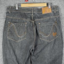 Phat Farm Jeans Mens 38x34 Gray Denim Straight Embroidered Baggy Skater Hip Hop
