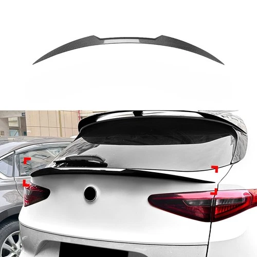 For 2017-24 Alfa Romeo Stelvio V-Style Rear Trunk Mid Spoiler Wing Carbon Style