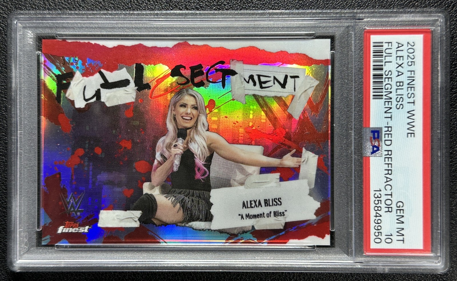 ALEXA BLISS PSA 10 2025 TOPPS FINEST WWE #FS-MOB FULL SEGMENT RED REFRACTOR 3/5