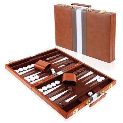 18 Zoll Backgammon Koffer mit komplettem Zubehör, BackgammonSet für 2 Spieler...