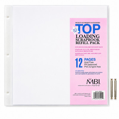 MBI 12x12 Top Loading Scrapbook Refill Pages 12 Pack Acid Free Photo Safe