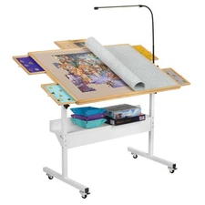 Jigsaw Puzzle Table with LED Light, Jigsaw Puzzle Board with Angle & Height A...