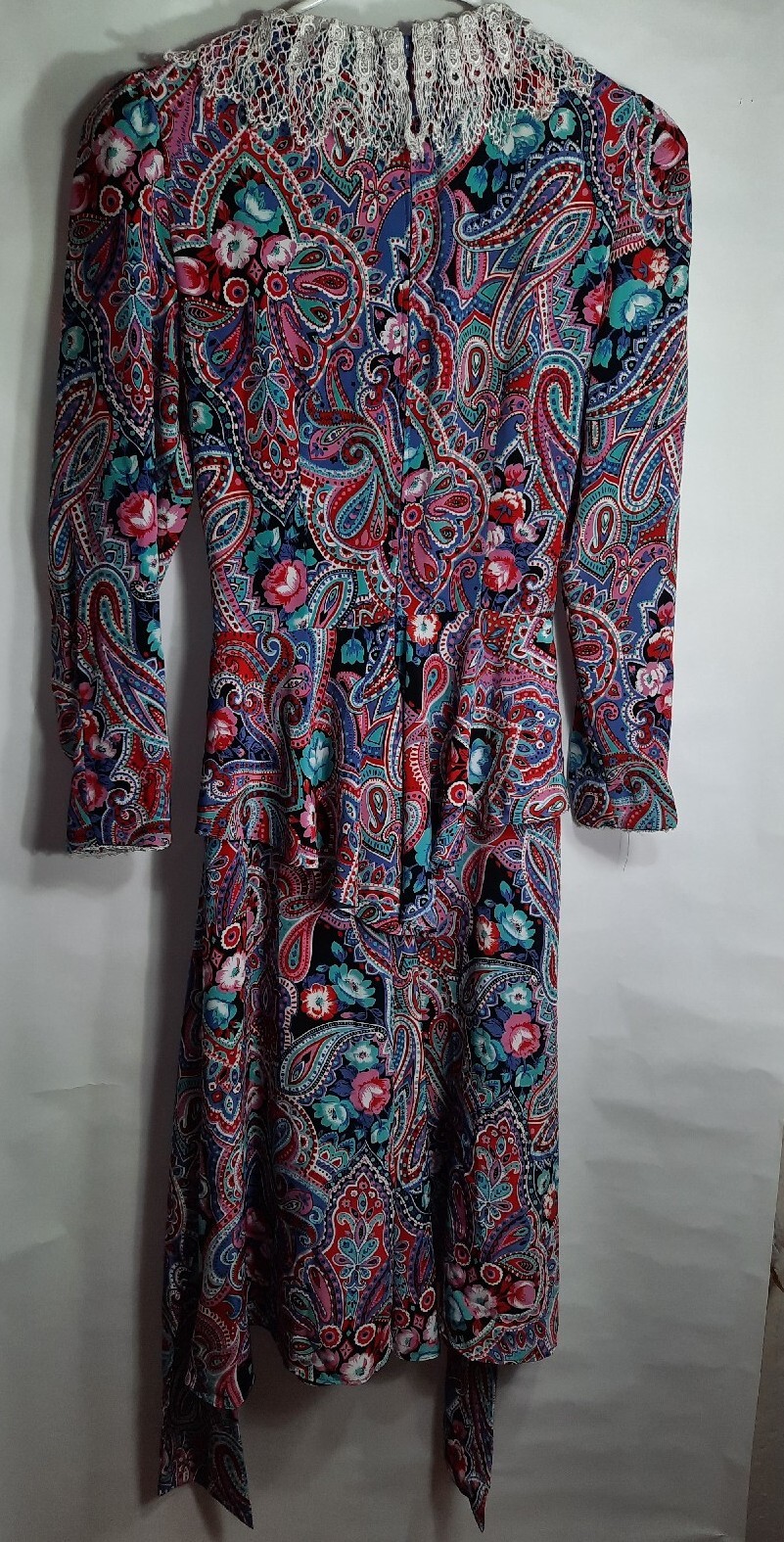 Vtg Act I 70s USA  Paisley Floral Dress 7/8 Croch… - image 2