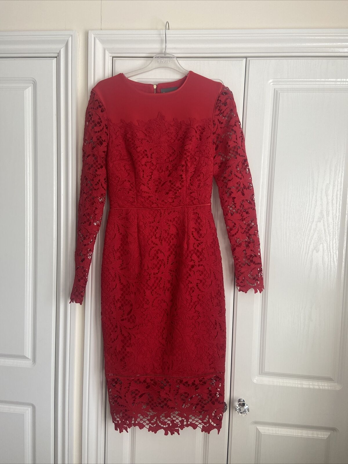 red lace fully lined phase eight dress size 8 - image 1