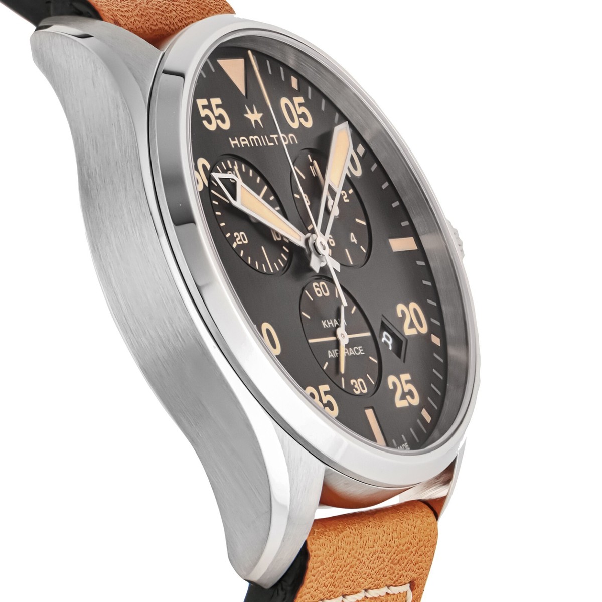 Hamilton Khaki Aviation Men's Black Watch with Brown Leather Band