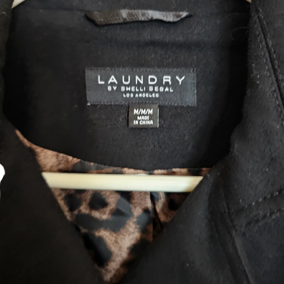 Laundry Shelli Segal Black Women M Double-Breasted Wool Blend Skirted Coat Tags - Image 3 of 4