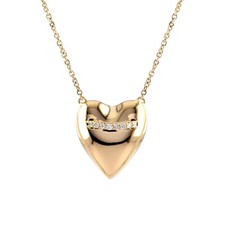Love Heart Necklace Solid 18K Yellow Gold Diamond Love Handcrafted Necklace.