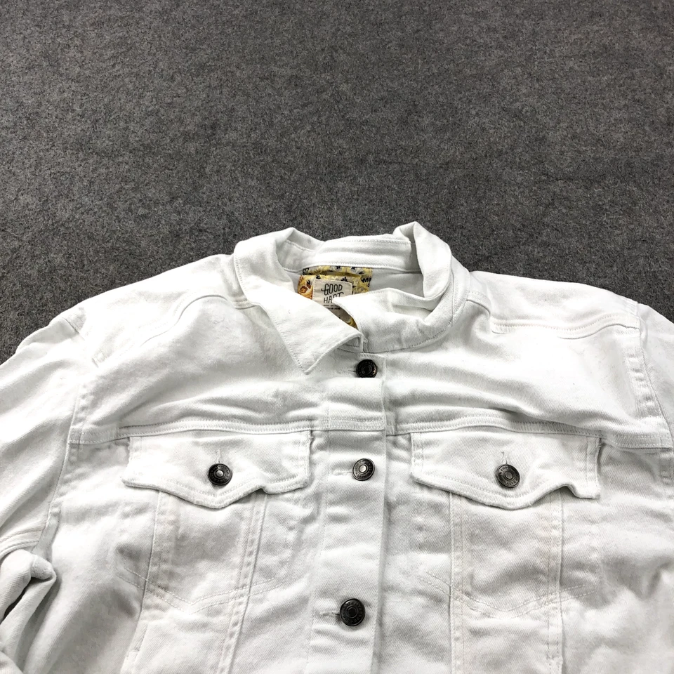 Chaqueta Matilda Jane Good Hart para mujer XL blanca denim con botones manga larga Foto 4 de 4
