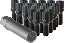 20 Pc VW SPLINE Black Lug Bolts Nuts 14m x 1.50 1.10" Length Part # 56820-BK