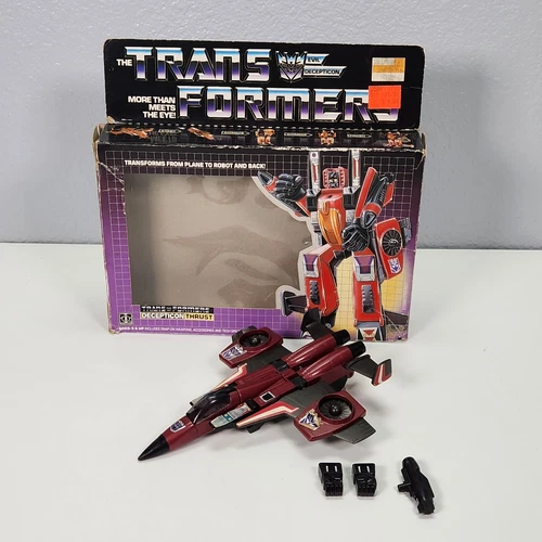Thrust W/Box 1985 Vintage G1 Transformers Hasbro Action Figure Not Complete
