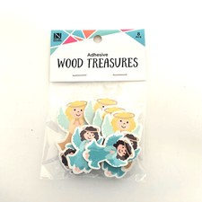 Angels, Adhesive Wood Treasures By Nicole Crafts 8 Pieces, Embellishments