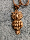 Vintage Brown Owl Nodder Bobble Head 4.5" Plus Resin Owl Necklace — photo 9